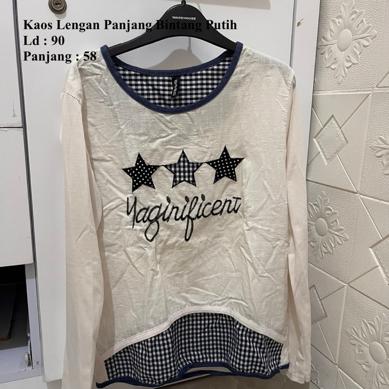 [PRELOVED] Kaos Lengan Panjang Bintang Putih