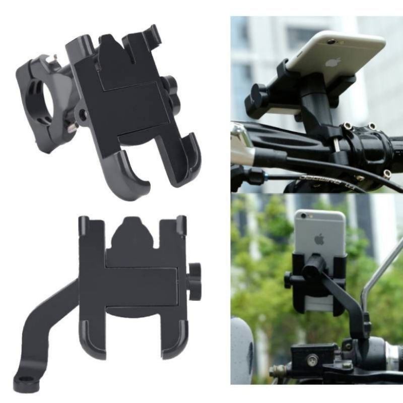 [ SKS ] COD PHONE HOLDER ALUMINIUM METAL SEPEDA MOTOR UNIVERSAL HOLDER HP MOTOR STAND SPION