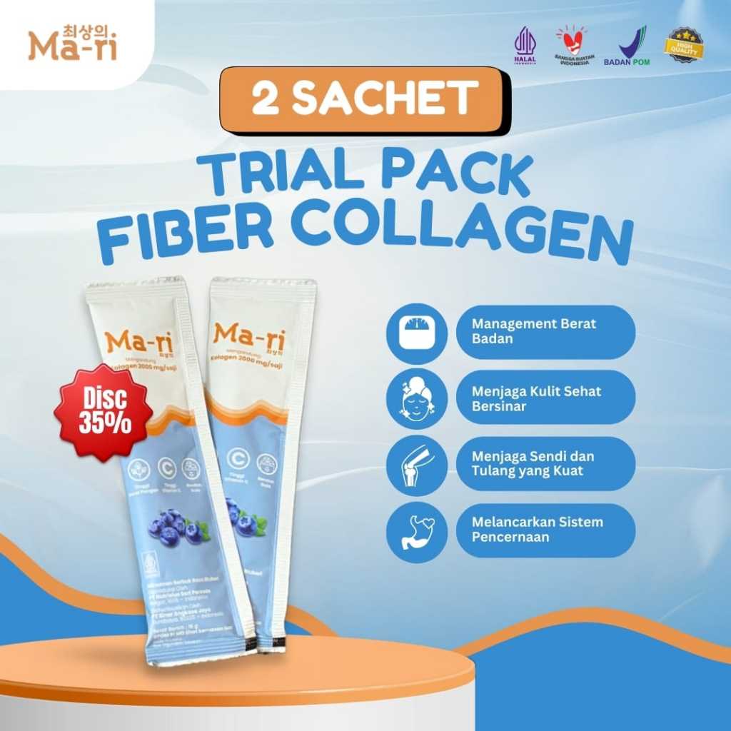 

Mari - Trial Pack Minuman Fiber Collagen (2 Sachet) Fiber Drink With Collagen