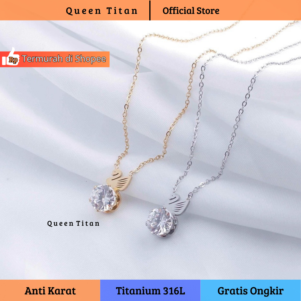 COD - Kalung Wanita Simple Korea Fashion Titanium Swan Angsa
