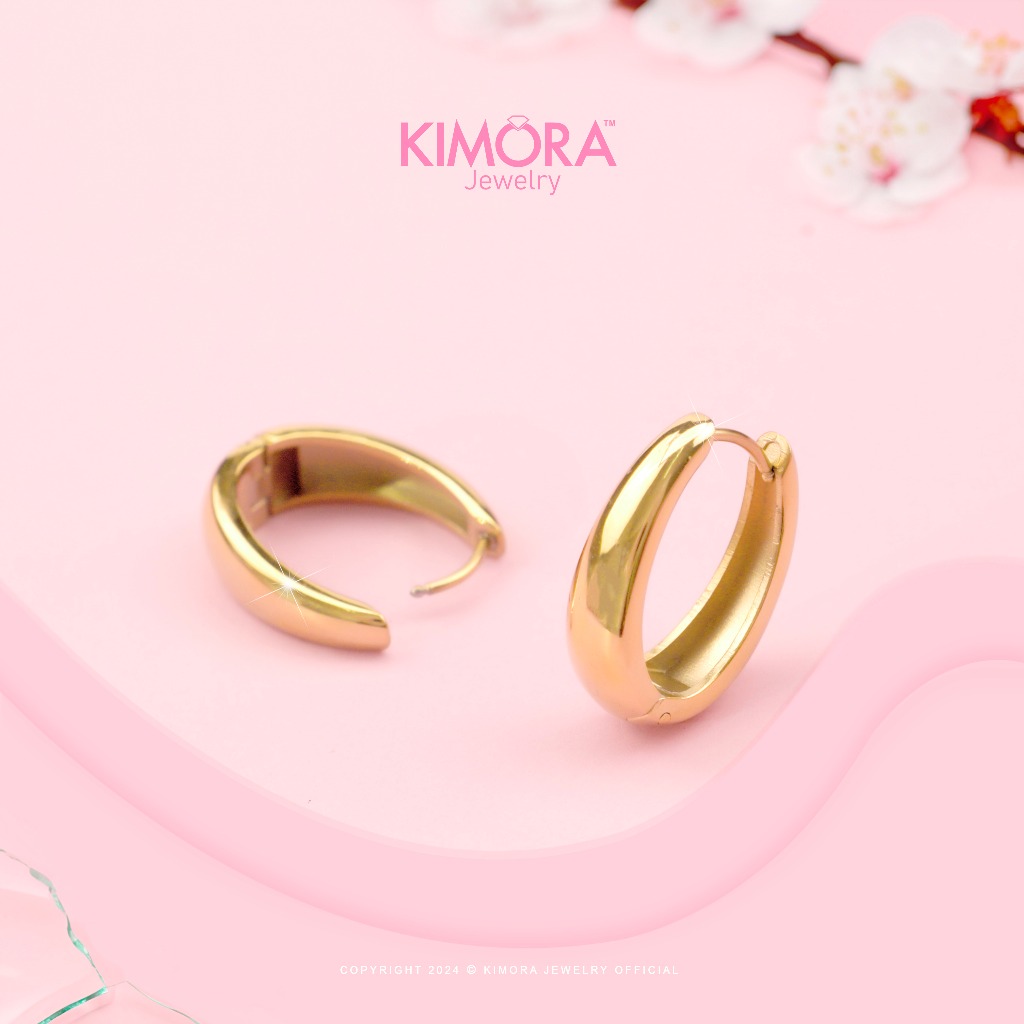 Kimora - Anting Hoop Titanium Wanita Lyra Gold Plated 18k Ant29 Ant131