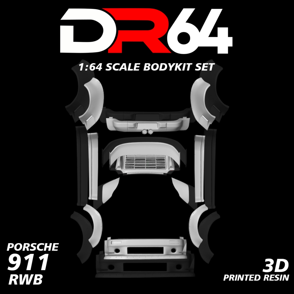 Bodykit Hotwheels Porsche 911 RWB / Body Kit Custom Mini GT / Inno64 / Tarmac / Tomica
