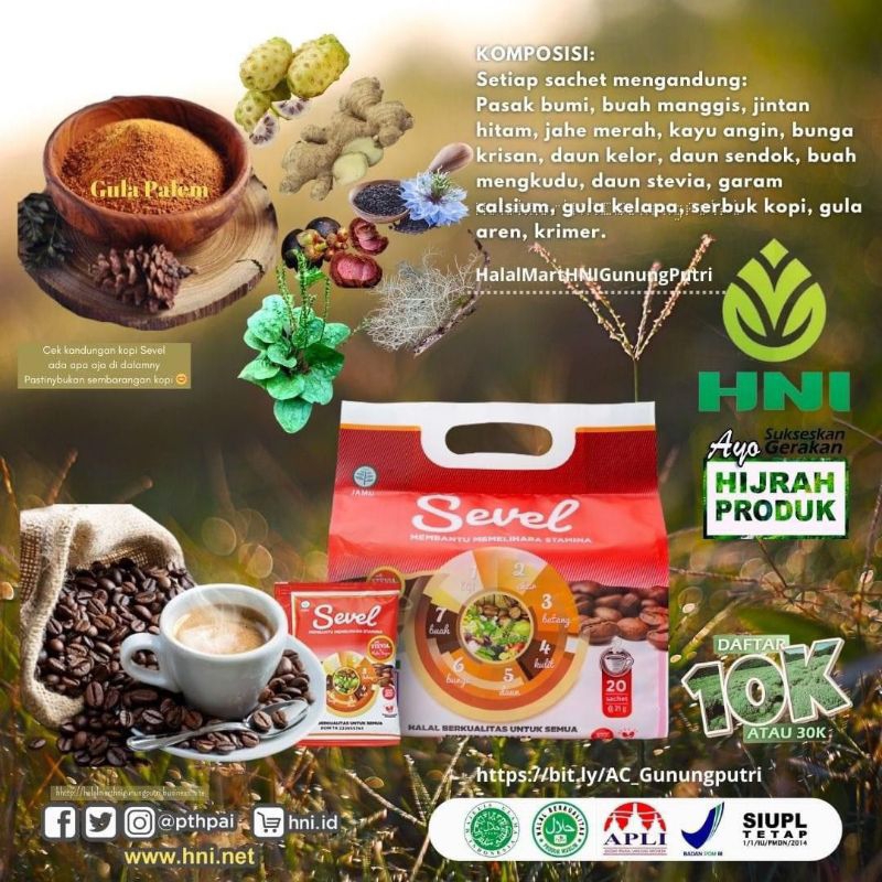 

kopi sevel HNI isi 20 sachet BPOM resmi 100% original