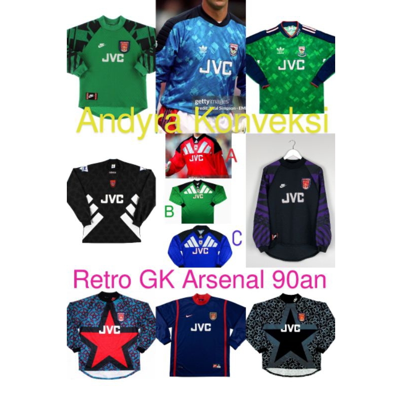 Retro Jersey Kiper / Goalkeeper Arsenal FC Era 90an - FULL PRINTING - Free Custom Name set