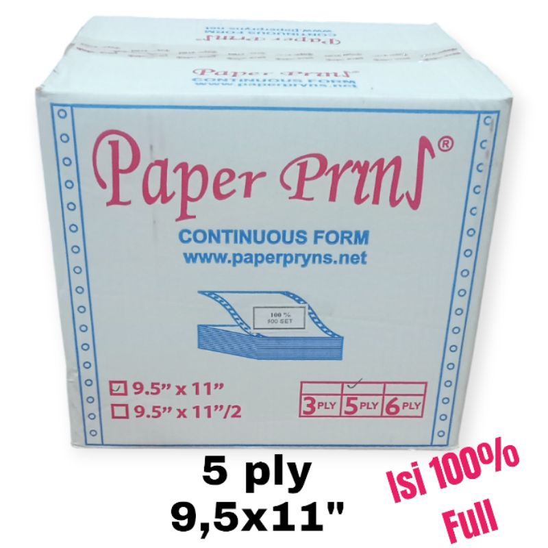 

Kertas Continuous form 5ply 9.5x11inchi isi full 500 set