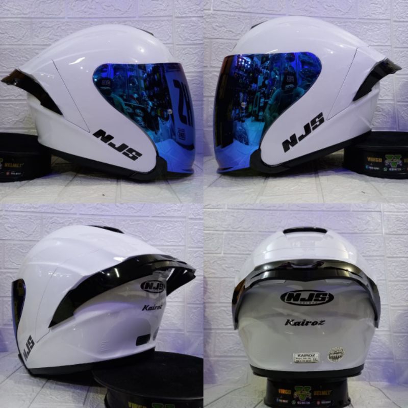 HELM NJS KAIROZ SOLID WHITE PAKET GANTENG