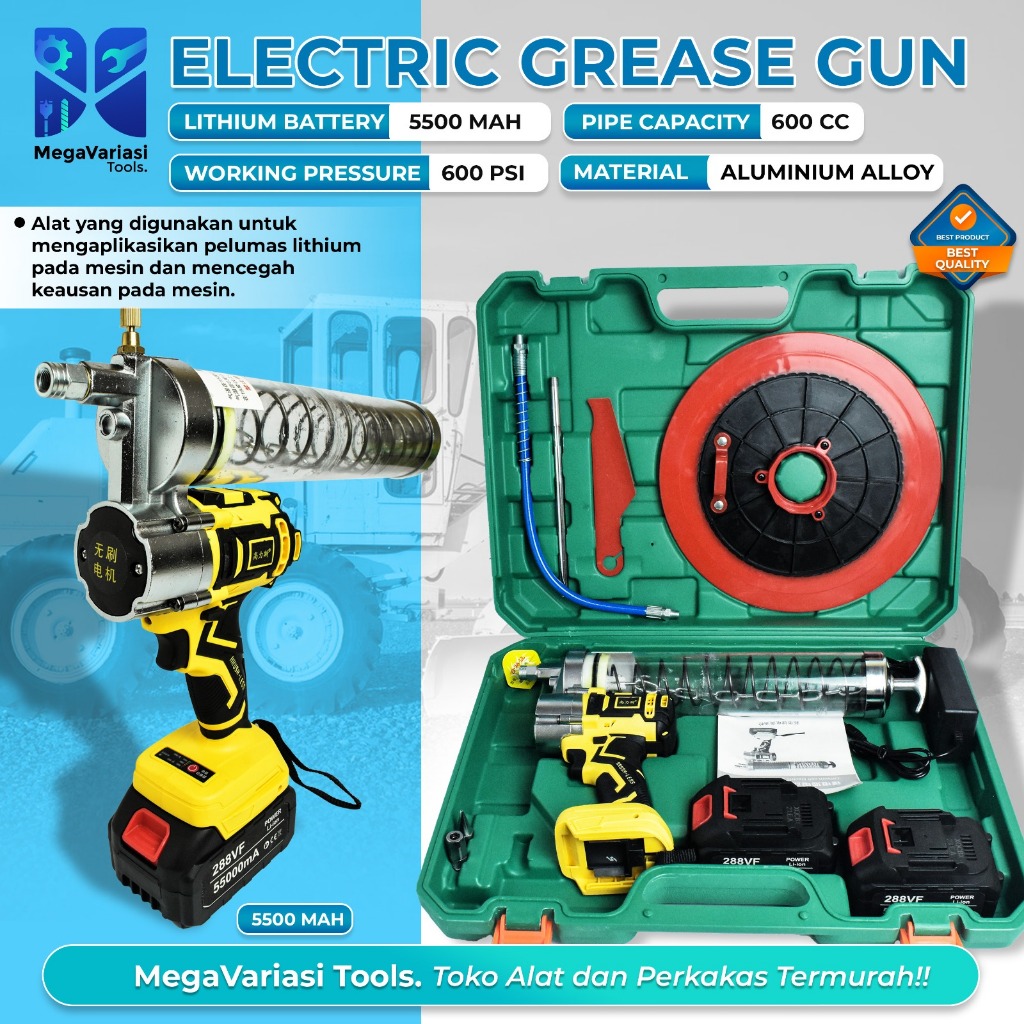 Thebettles Alat Grease Semprot Listrik Electric Spray Gun 600Cc 21 Volt Minyak Lit Electric Grease
