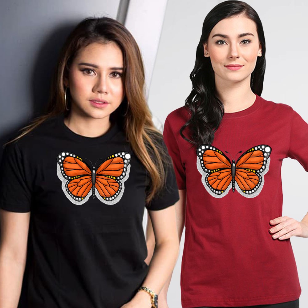 KAOS DEWASA CEWEK / COWOK BUTTERFLY OREN