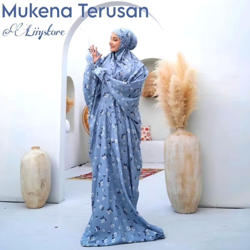 SETELAN MUKENA DEWASA TERUSAN/LAJURAN/BALI RAYON ALL SIZE PREMIUM FREE TAS TRAVEL CANTIK UNTUK PERLE