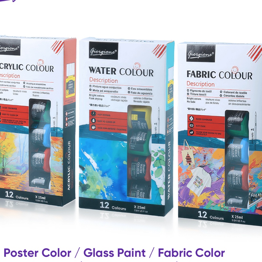 

Khusus Giorgione Pmen Set Paint Set Cat AirCat GuasCat AkrilikPmen KacaPmen tekstilCat iklan 25ml 612 Warnas