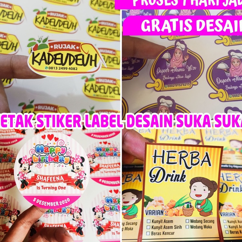 

HJ6 CETAK STIKER LABEL KEMASAN A3 VINYL CUTTING Kotak Bulat Oval Custom