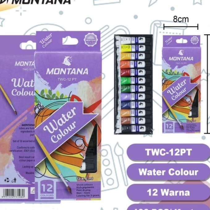 

KI3 Montana WaterColor 12 Warna Cat Air Montana Tube