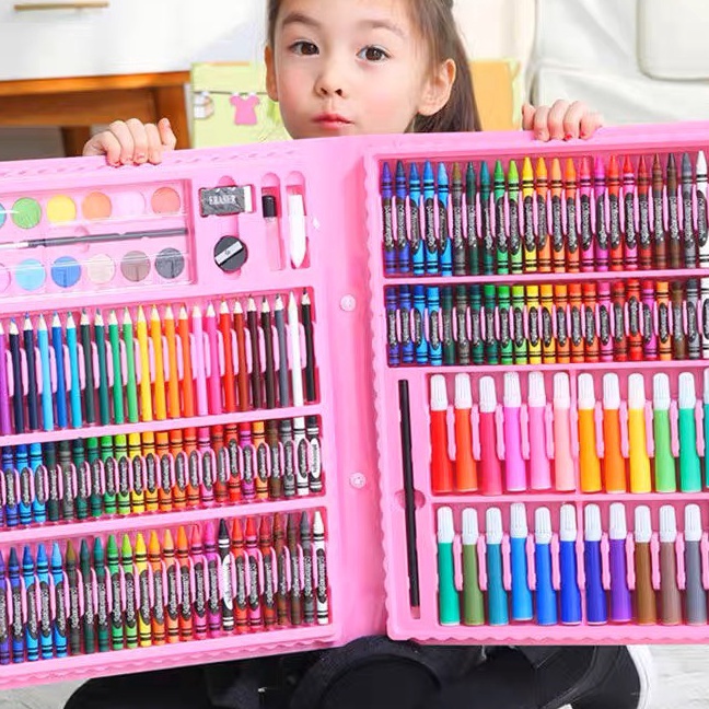 

Murah Crayon Set Peralatan Gambar Lukis Pensil Warna Art Set isi 15 pcs Premium