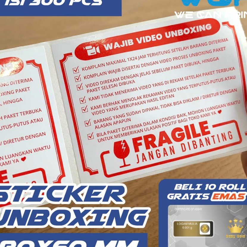 

Hot Label Sticker FRAGILE 8x6 Wajib Video Unboxing Stiker Jangan Dibanting 8 x 6 mm