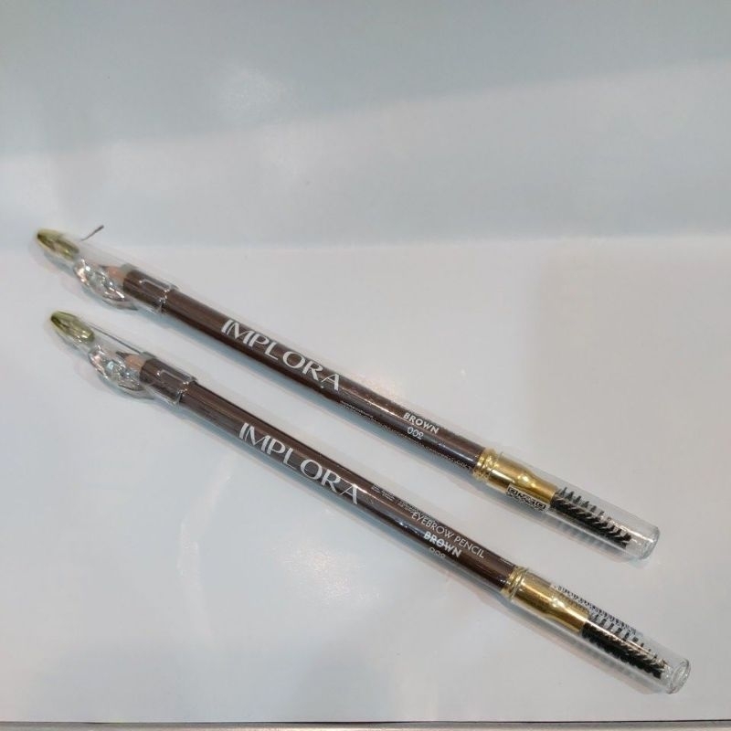 pensil alis Implora warna coklat kuas alis + pengasah pensil
