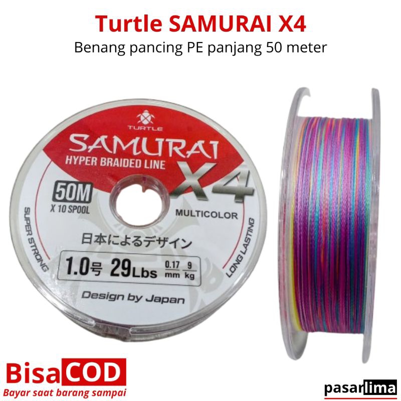 Benang pancing PE Turtle SAMURAI x4 panjang 50 meter
