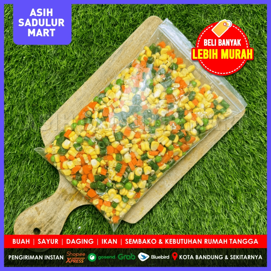 

Mix Vegetable Frozen 500g (Jagung Wortel Kacang Polong , & Kacang Panjang ) Sayur Original Asih Sadulur Mart Bandung | Sayuran Asih Sadulur Mart