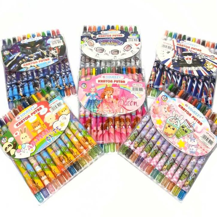 

KI3 1sets 12pcs Crayon Krayon Putar 12 Warna Panjang 17cm