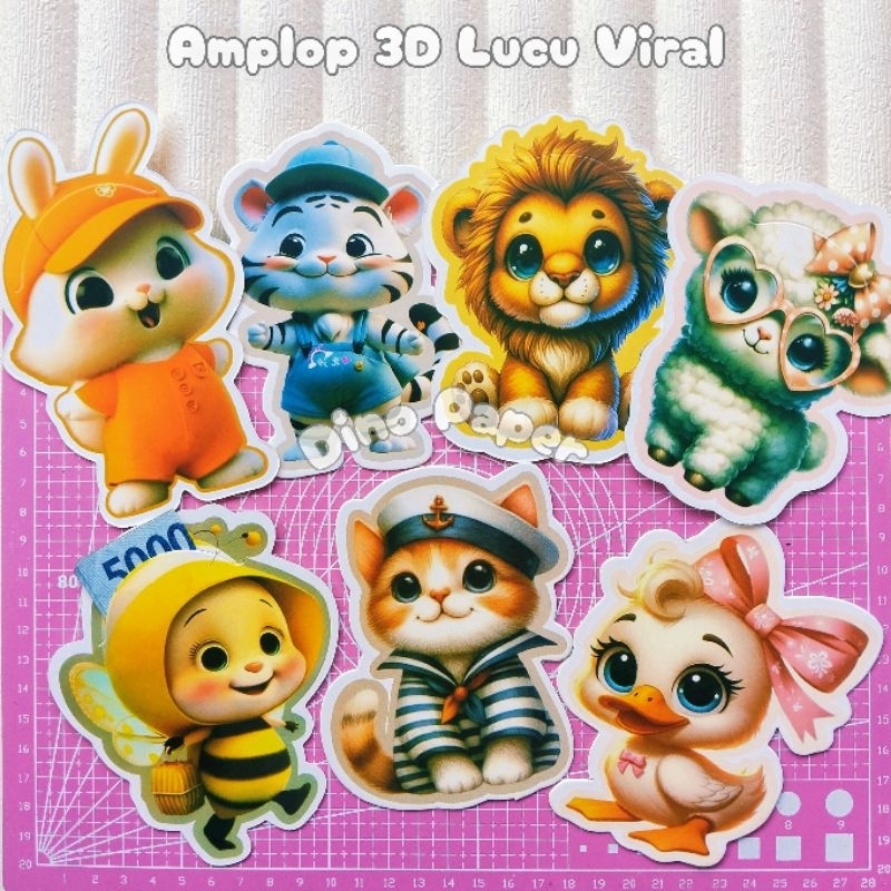 

5 PCS Amplop 3D Karakter Kartun Lucu Viral - Bahan Premium