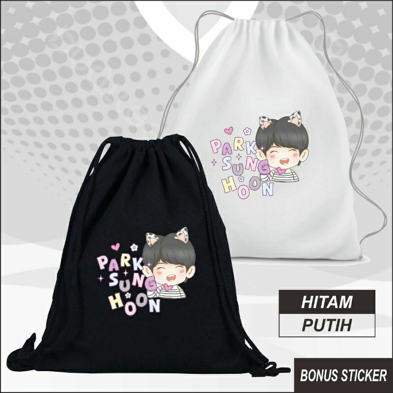 Tas Serut Kanvas Tebal Park Sunghoon Enhypen Kpop Korea Lucu Chibi