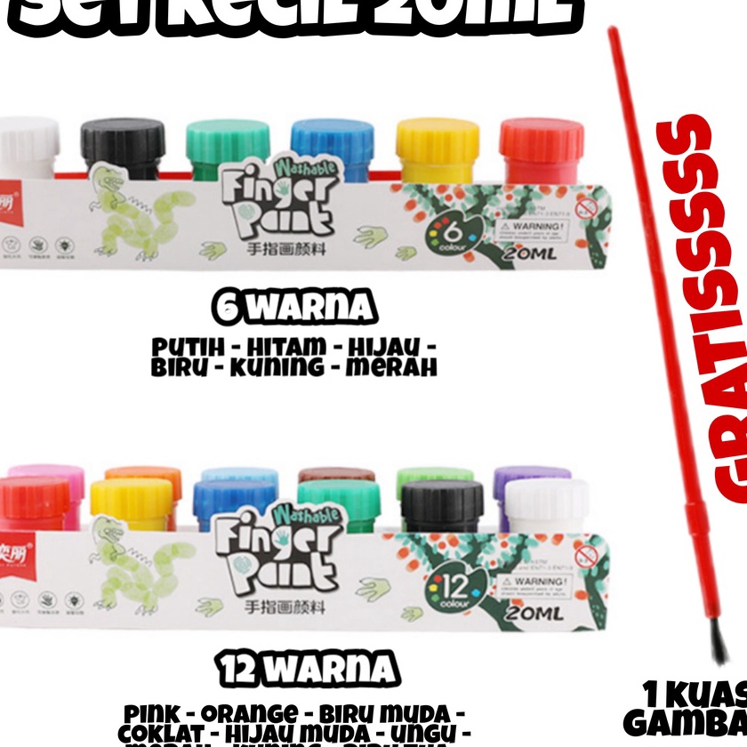 

KI3 Washable Finger Paint Cat Warna No Toxic Hand Painting Khusus Anak Cat Bisa Dihapus Tembok Baju Bahan Kain
