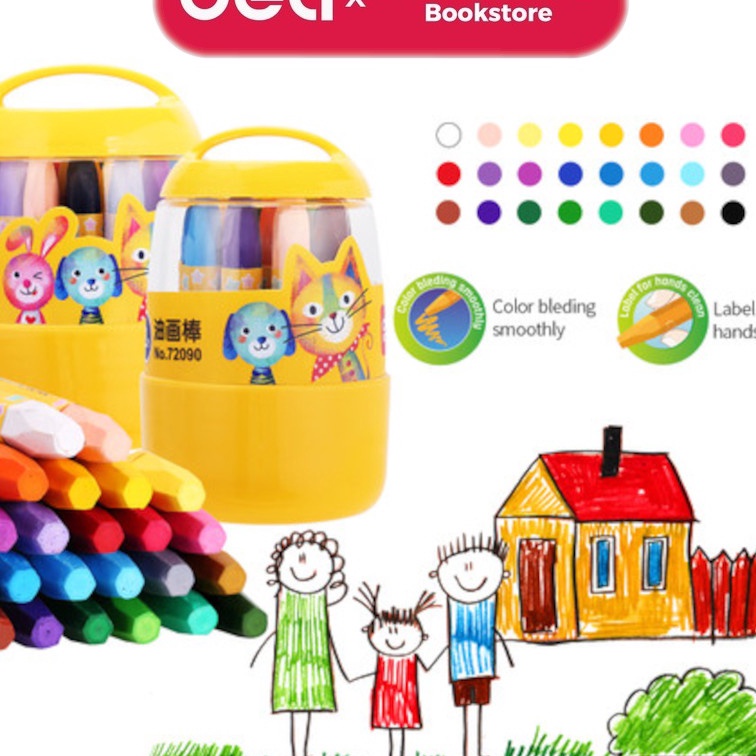 

Beli Deli 7292 24 warna oil pastel desain Barrel mudah untuk diambil dan ditempatkan