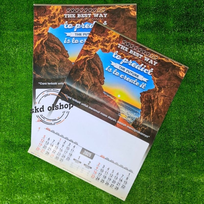 

kalender tahun 2025 standar 6 lembar 2 bulanan AO 02 inspirasi & motivasi ukuran 38x54cm(terima castume cetak merek)