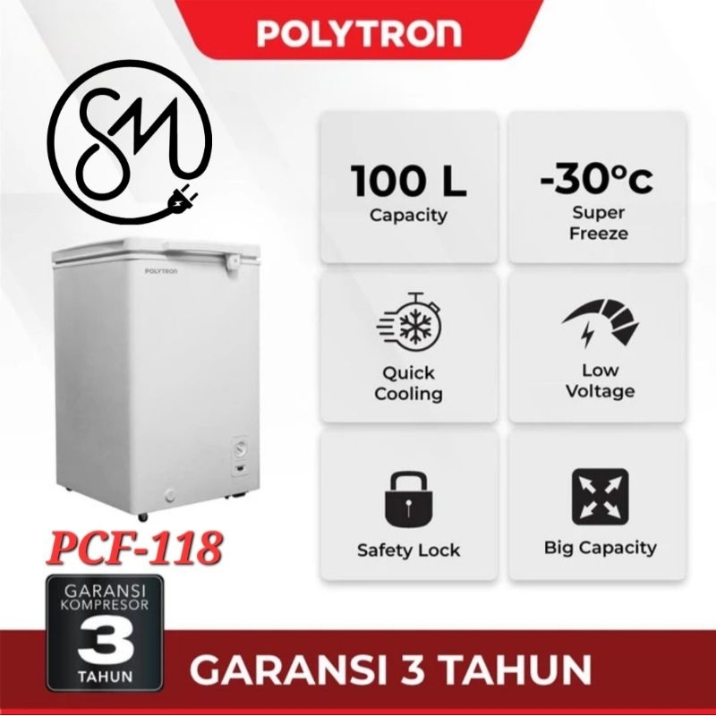 Chest Freezer Polytron PCF-118 100 Liter PCF110 Freezer Box
