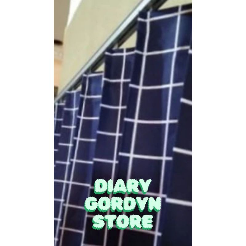Gorden AESTHETIC motif kotak/gorden kotak PINTU DAN JENDELA gorden MINIMALIS BISA COD