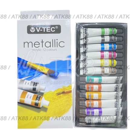 

HJ6 Cat Acrylic Metallic Colour VTEC Cat Akrilik 12 Warna 6ml VTec