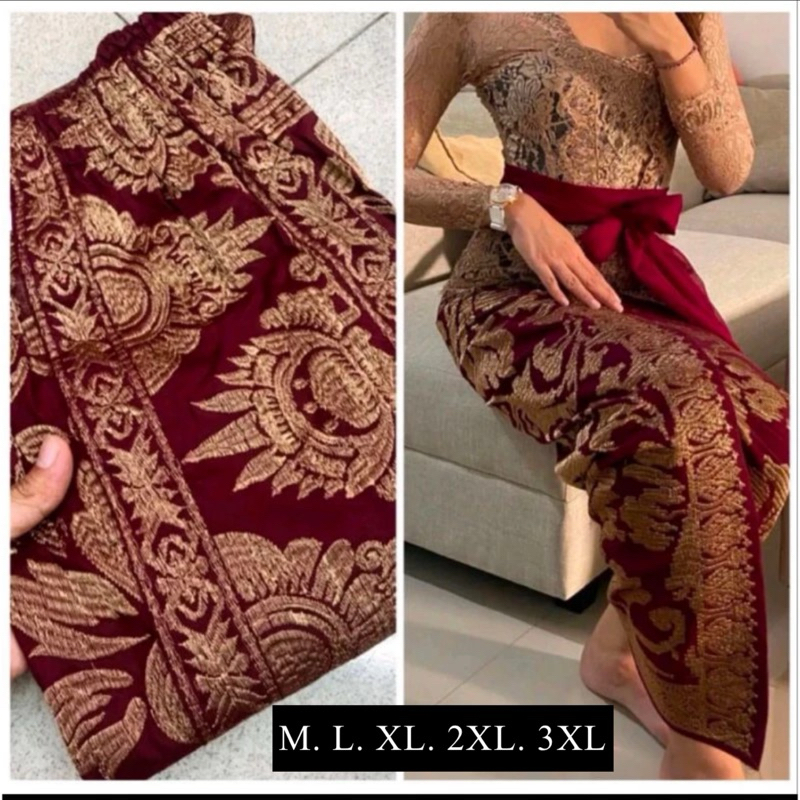 Rok bordir strait songket bali include selendang | Rok set selendang maroon | Rok bordir songket mar