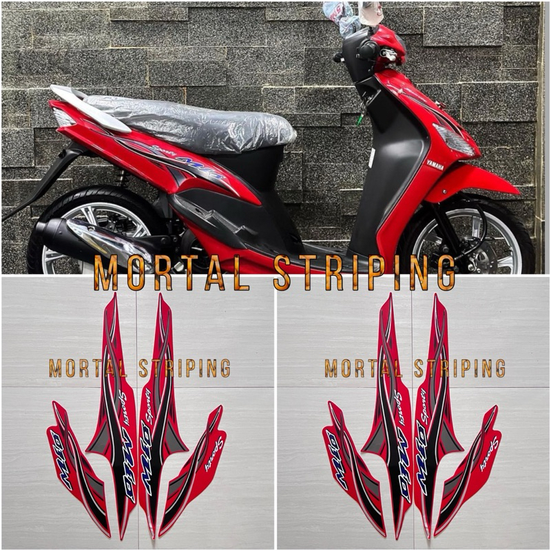 Stiker Striping Les Lis Bodi Yamaha Mio Sporty Tahun 2005 2006 Merah