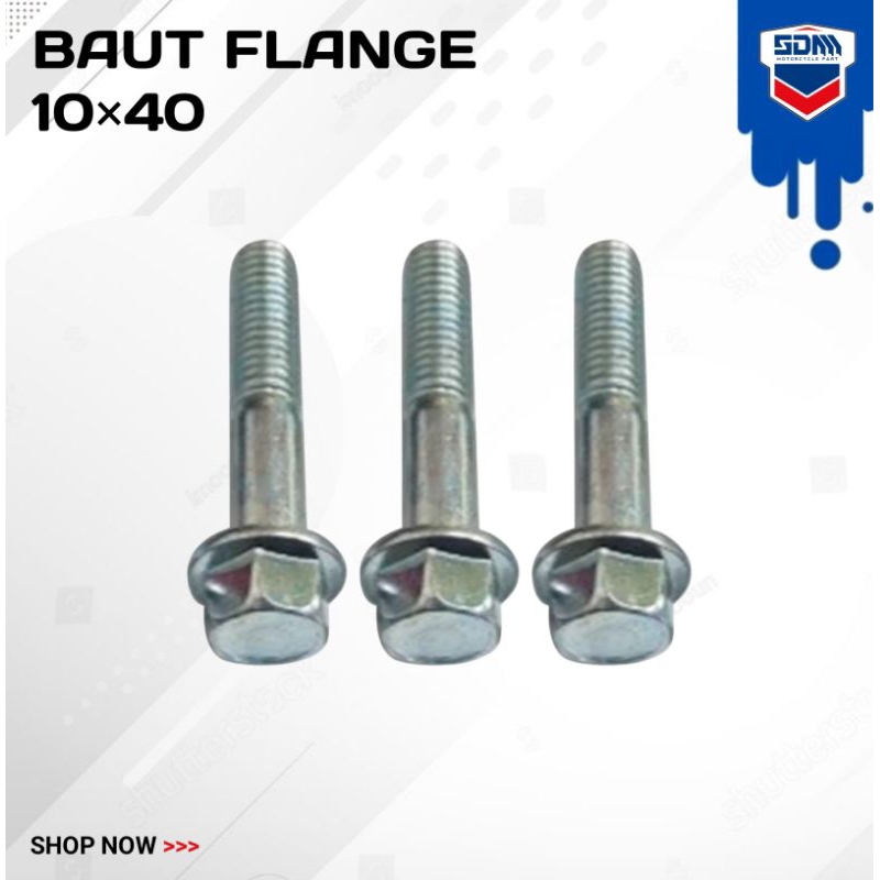 BAUT FLANGE 10×40 - BAUT RING BIBIR TOPI 10mm PANJANG 40mm KUNCI 14 (Harga 1pcs)