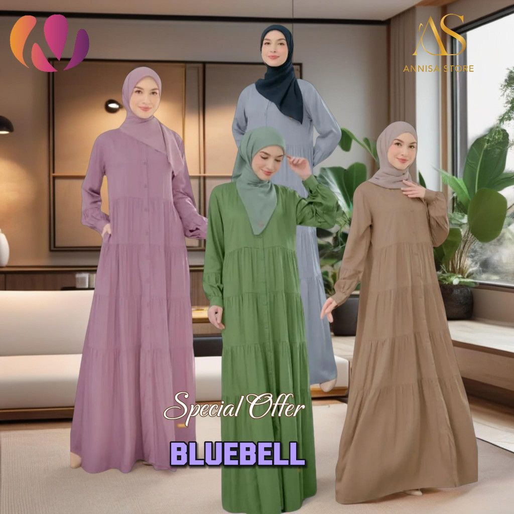 BAJU DRESS GAMIS RAYON WANITA & REMAJA  NIBRAS BLUEBELL