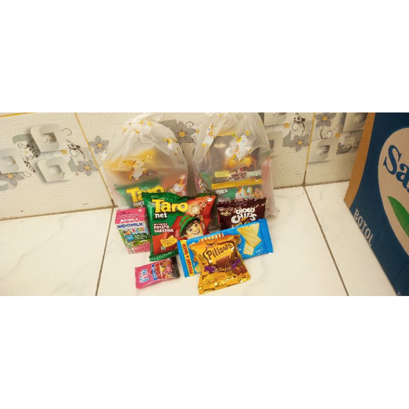 

Hampers Snack ultah anak Bingkisan Snack ultah anak Pouch Serut AZ
