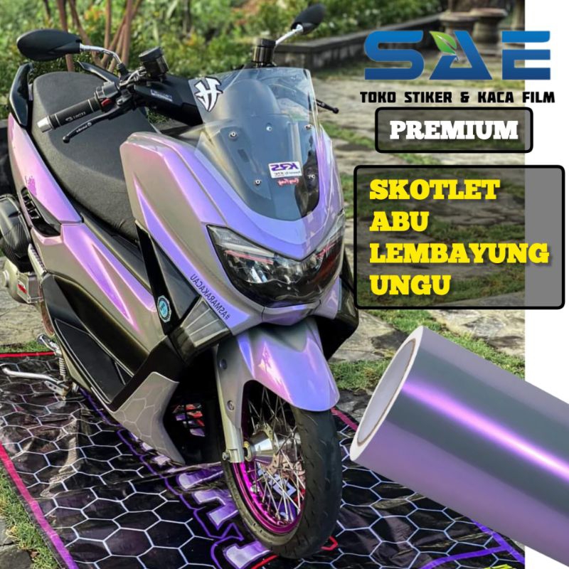 Sticker Skotlet Abu Lembayung Ungu Premium Stiker Motor Abu-Abu Flip Ungu