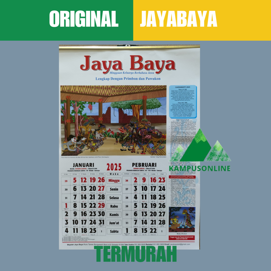 

KALENDER JAYA BAYA - KALENDER JAYABAYA - KALENDER JOYOBOYO ORIGINAL