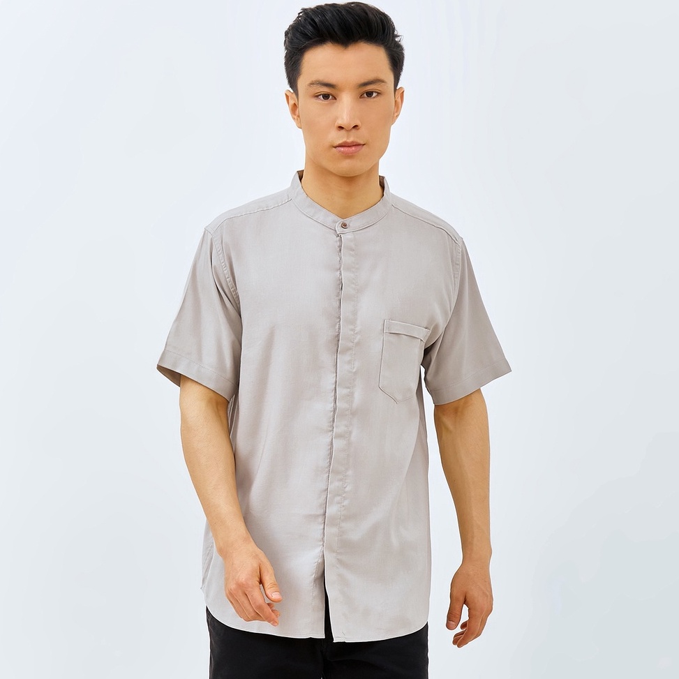 ready M231 Kemeja Pria Shanghai Polos Pendek Abu 2975F