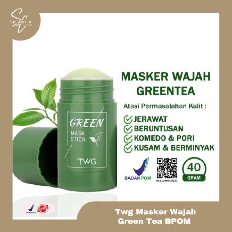 TWG GREEN TEA MASK CLEANSING CLAY MASKER STIK GREEN TEA | MASKER WAJAH STICK | MASKER KOMEDO ORIGINA