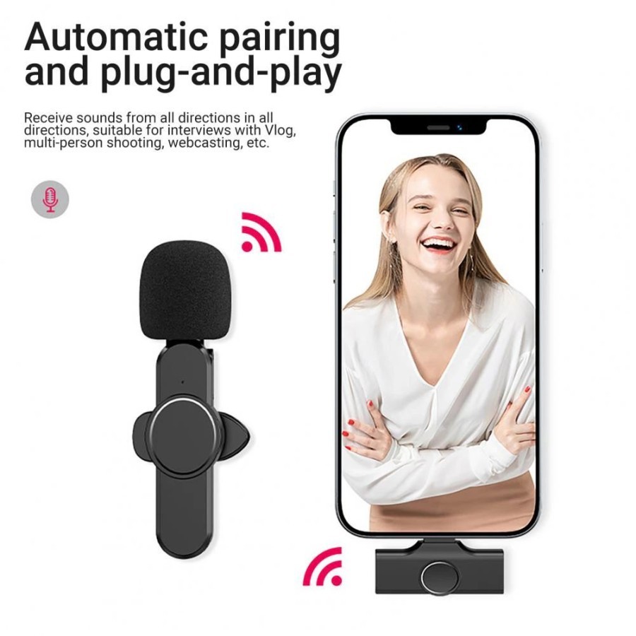 MICROPHONE WIRELESS IPHONE 1 MIC K9 vlog,konten,