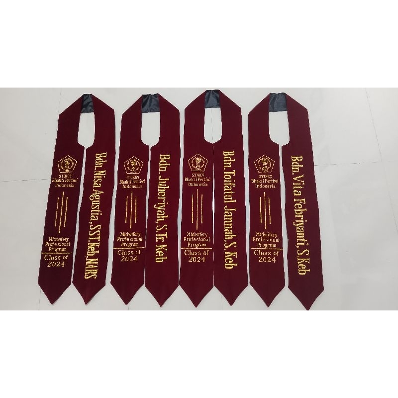 Selempang wisuda Krah //bludru//2lapis //Bordir