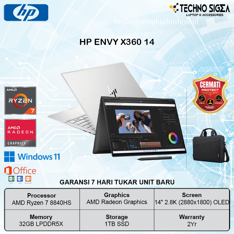 HP Envy X360 14 OLED Ryzen 7 8840HS 32GB 1TB 14.0 2.8K 120Hz
