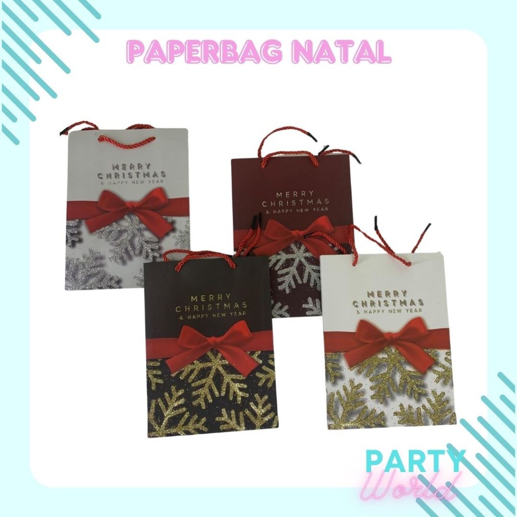 

Papper bag Premium 18x24 Papper bag merry Christmas Happy New Year Gliter Tas Hampers Natal Hadiah Papper Bag Christmas