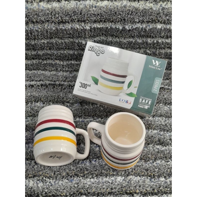 WHITE LINE,MUG SET RINGO (2PCS)