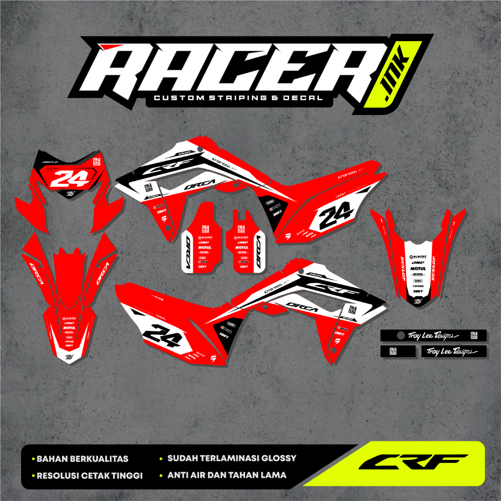 DECAL CRF 150L FULLBODY MOTIF SIMPLE HOLOGRAM CHROME GLOSSY BY RACER INK