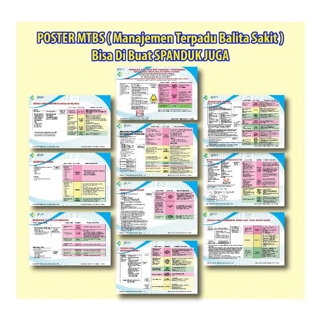 PAKET POSTER MTBS (MANAJEMEN TERPADU BALITA SAKIT) POSTER KEBIDANAN - 1 PAKET LENGKAP