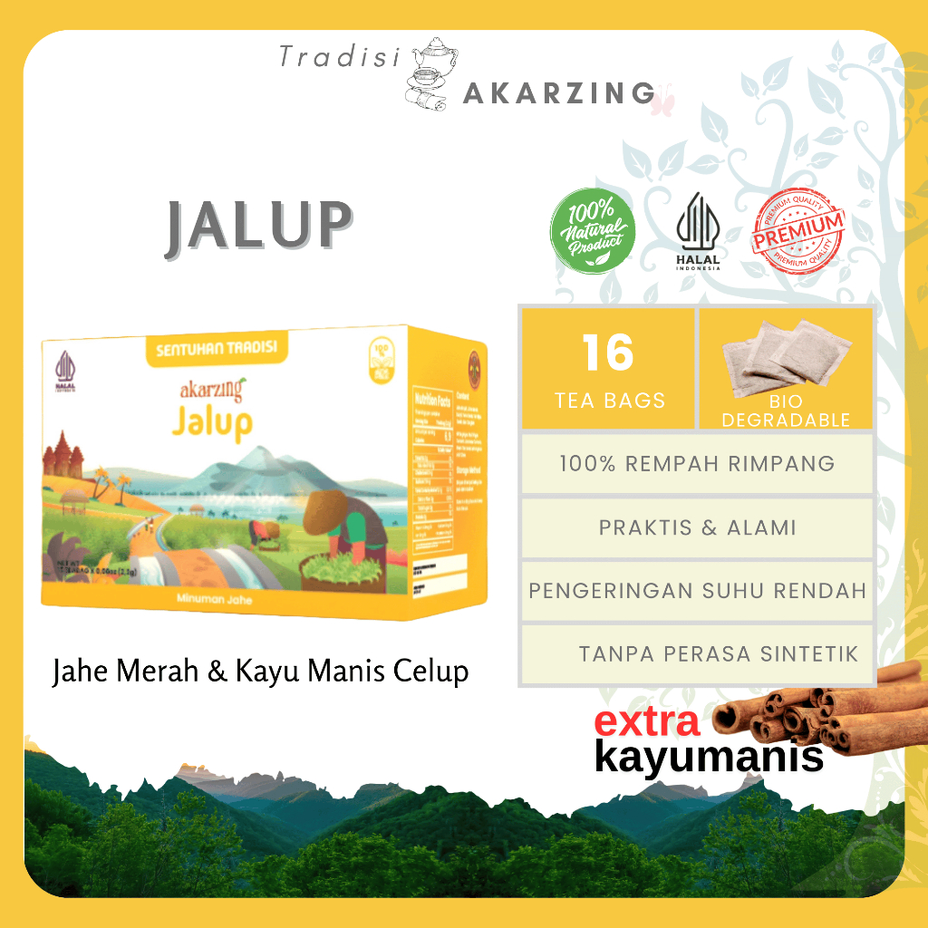 

Akarzing Jahe Merah Kayu Manis Celup 16 Kantong I Teh Herbal Rempah I Teh Celup Herbal Imunitas