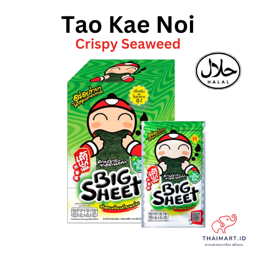 

Tao Kae Noi Crispy Seaweed Big Sheet Snack Rumput Laut Asli Thailand 3,2gr (Halal)