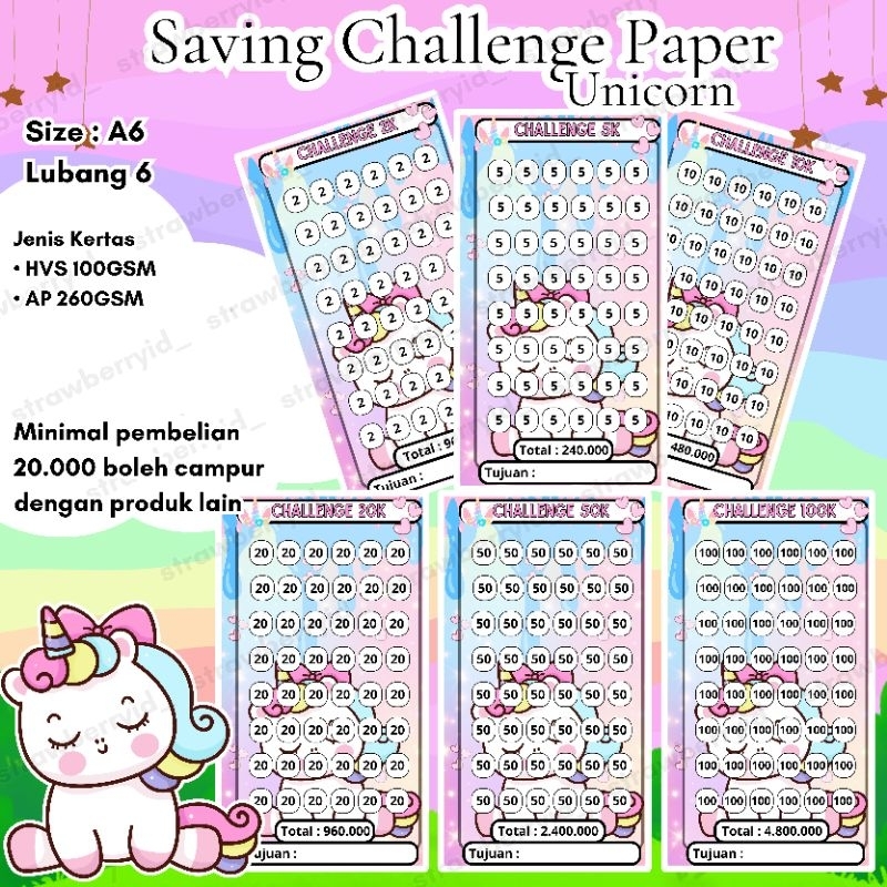 

[ UNICORN KERTAS MENABUNG ] 1 LEMBAR KERTAS MENABUNG SIZE A6 LUBANG 6 BINDER MENABUNG A6 SINKING FUND KUDA PONI