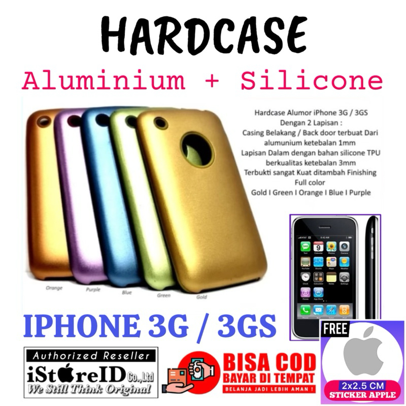 [COD] (Free: Sticker) Hardcase iPhone 3G / 3GS Alumunium + Silicone Full Color Gold Green Orange Blu